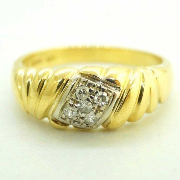 Estate Sale 18k Yellow Gold Diamond Ring Size 7.25 Italy Vintage Fine Jewelry